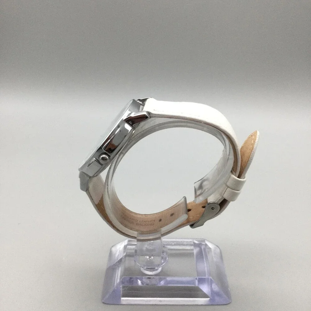 Anne Klein Womens Watch 36mm Cream Dial Leather Band Silver Tone New Battery